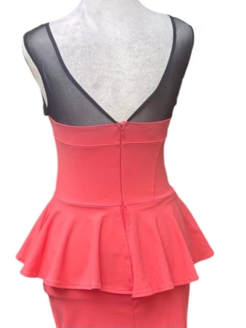 bebe Coral Mesh Sweetheart Peplum Bodycon Mini Dress XS - Picture 4 of 7